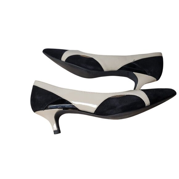 Black & Beige Kitten Heel Pumps By Via Neroli - Picture 8 of 16